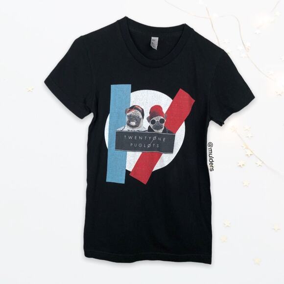 Twenty One Pilots Black Band Pug Puglots Parody Graphic Shirt - Picture 1 of 7